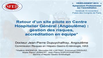 Retour d'un site pilote en Centre Hospitalier Général (Angoulême) : gestion des risques