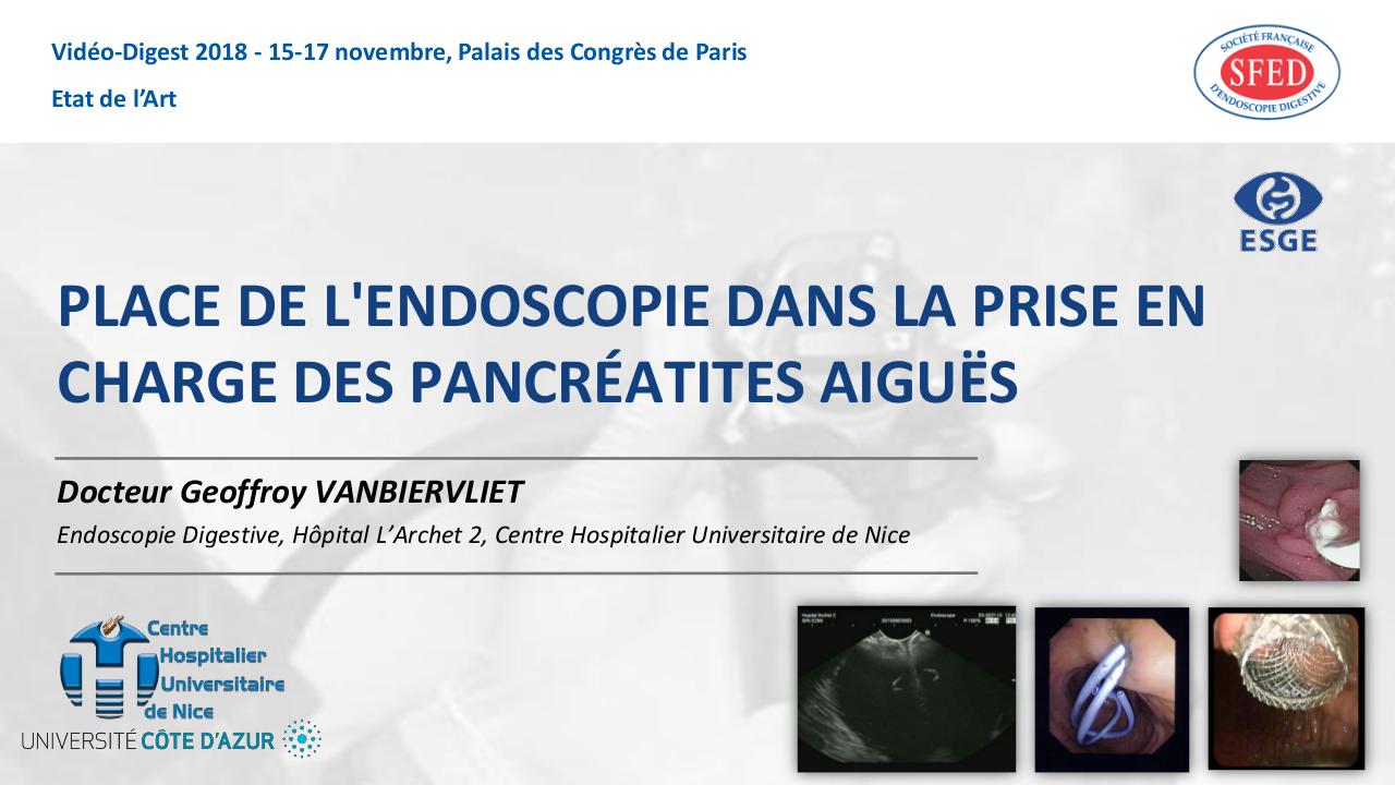 Place de l'endoscopie dans la prise en charge des pancréatites aiguës