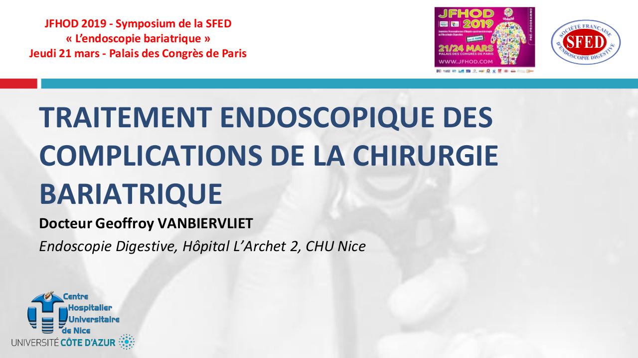Traitement endoscopique des complications de la chirurgie bariatrique