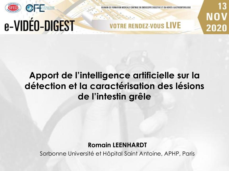 Apport de l'intelligence artificielle sur la détection et la caractérisation des lésions de l'intestin grêle