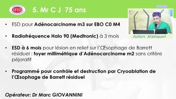 CONTRÔLE ET DESTRUCTION PAR CRYOABLATION DE L'ŒSOPHAGE DE BARRETT RESIDUEL