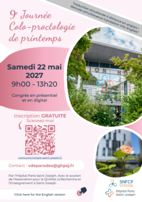 Affiche de la neuvième Journée ColoProctologique de Printemps de l’Hôpital Paris Saint‑Joseph